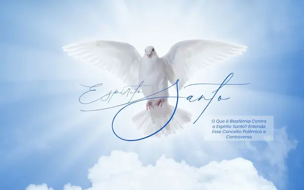 Caneca panoramica dia do espirito santo mensagem religiosa delicado em azul e branco