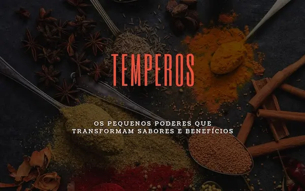 Temperos: Os Pequenos Poderes que Transformam Sabores e Benefícios 25 Capa para Facebook para Empresa com Fotografia de Temperos em Cinza Vermelho e Branco